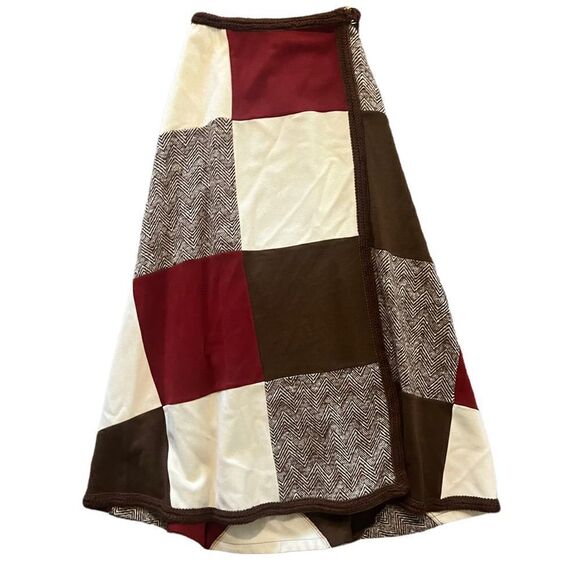Vintage Glen of Michigan Union Tag Wool Patchwork Peasant Skirt Size Medium - Picture 2 of 6